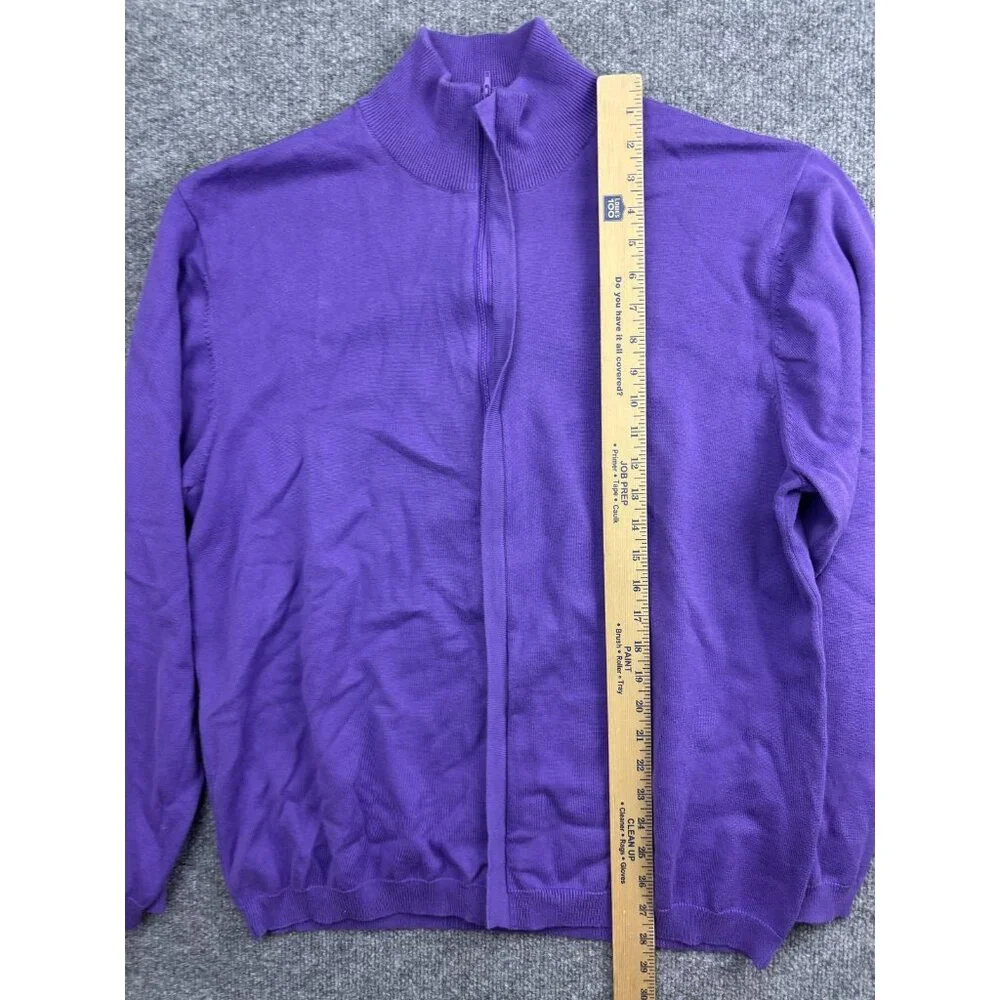 Paul Fredrick‎ Sweater Mens 2XL Purple 100% Pima Cotton Full Zip Mock Neck Knit